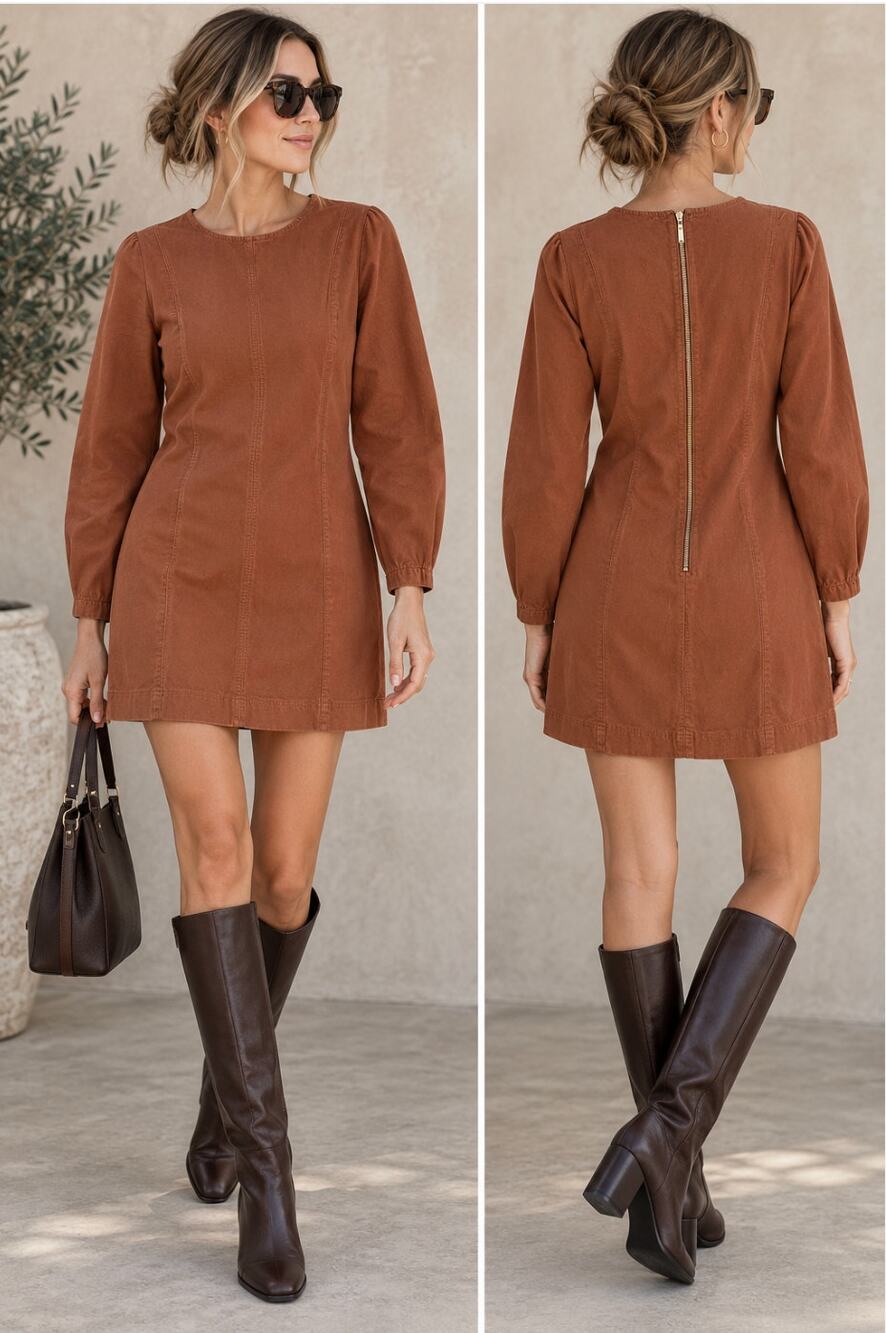 Baum und Pferdgarten Alfreda Mini Dress 40 Rust Organic Cotton Linen Utility